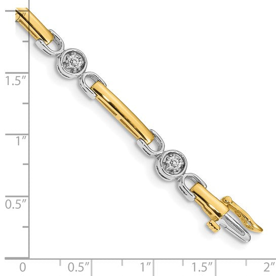 14kt Two-tone A Diamond Fancy Tennis Bracelet