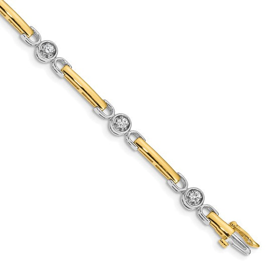 14kt Two-tone A Diamond Fancy Tennis Bracelet
