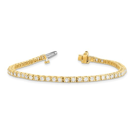 14kt Yellow Gold Complete 2.18 carat Round AAA Diamond 4-prong 7 inch Tennis Bracelet