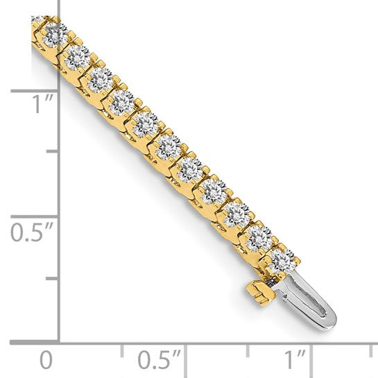 14kt Yellow Gold Complete 2.18 carat Round AAA Diamond 4-prong 7 inch Tennis Bracelet