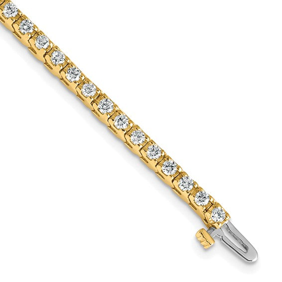14kt Yellow Gold Complete 2.18 carat Round AAA Diamond 4-prong 7 inch Tennis Bracelet