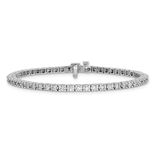 14kt White Gold Complete 2.18 carat Round A Diamond 4-prong 7 inch Tennis Bracelet