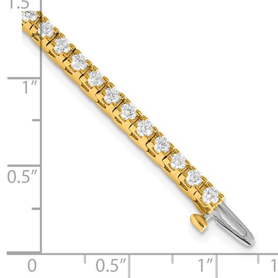 14kt Yellow Gold Complete 2.86 carat Round AAA Diamond 4-prong 7 inch Tennis Bracelet