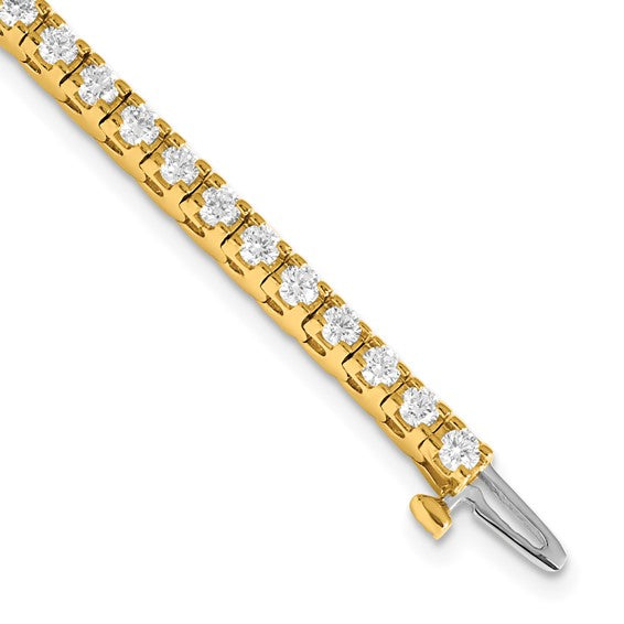 14kt Yellow Gold Complete 2.86 carat Round AAA Diamond 4-prong 7 inch Tennis Bracelet