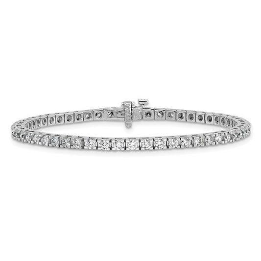 14kt White Gold Complete 2.86 carat Round AA Diamond 4-prong 7 inch Tennis Bracelet