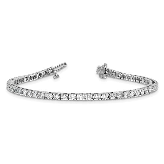 14kt White Gold Complete 2.86 carat Round AA Diamond 4-prong 7 inch Tennis Bracelet
