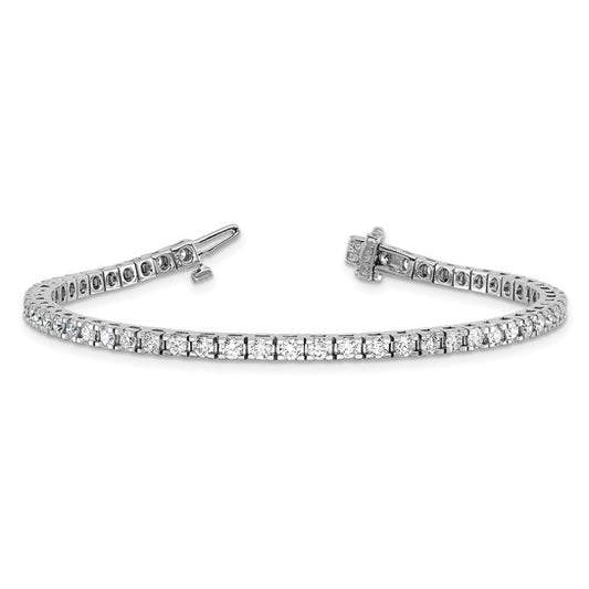 14kt White Gold Complete 2.86 carat Round AA Diamond 4-prong 7 inch Tennis Bracelet