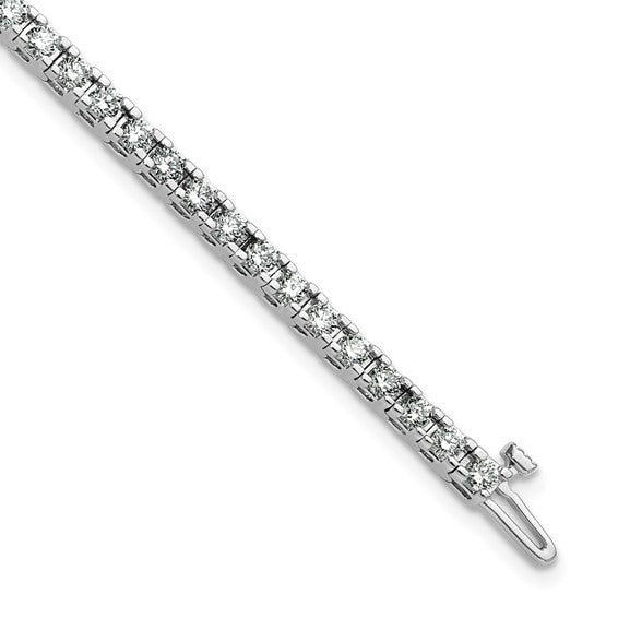 14kt White Gold Complete 2.86 carat Round AA Diamond 4-prong 7 inch Tennis Bracelet