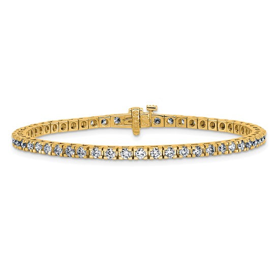 14kt Yellow Gold 3.00ctw. Near Colorless Moissanite 4 Prong Tennis Bracelet