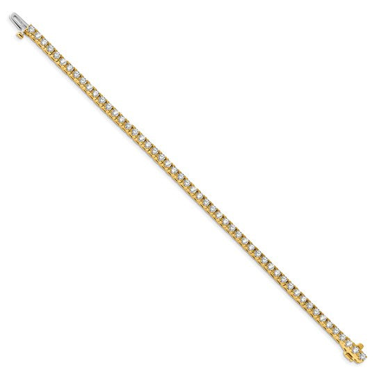 14kt Yellow Gold Complete 4.1 carat Round AA Diamond 4-prong 7 inch Tennis Bracelet
