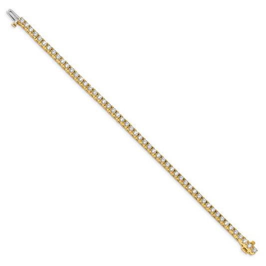 14kt Yellow Gold Complete 4.1 carat Round AA Diamond 4-prong 7 inch Tennis Bracelet