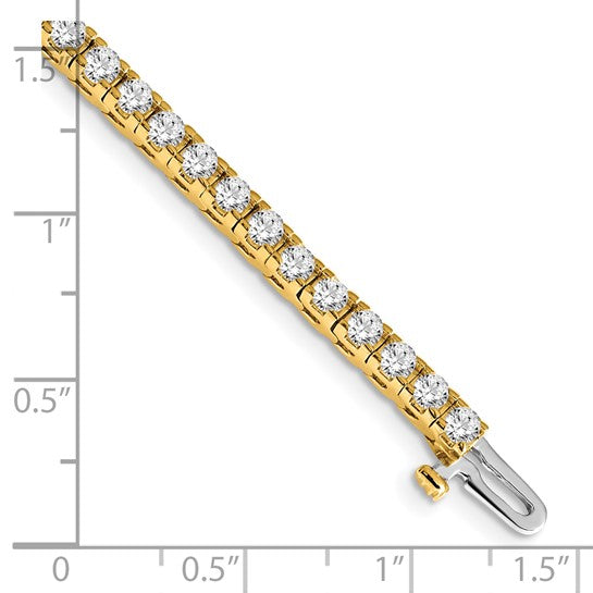14kt Yellow Gold Complete 4.1 carat Round AA Diamond 4-prong 7 inch Tennis Bracelet