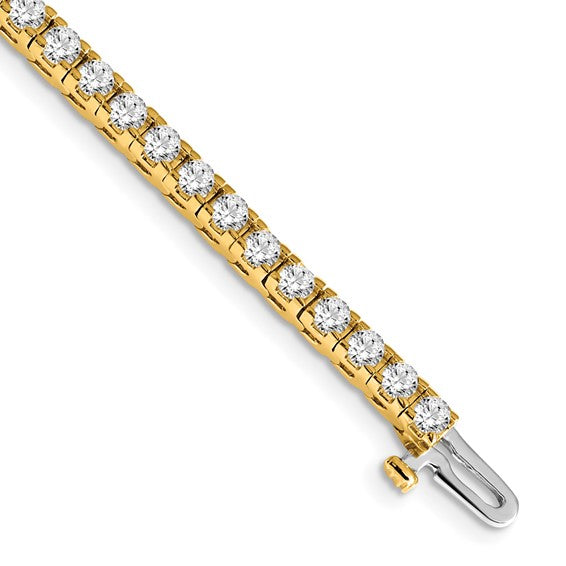 14kt Yellow Gold Complete 4.1 carat Round AAA Diamond 4-prong 7 inch Tennis Bracelet