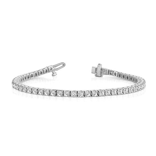 14kt White Gold Complete 4.1 carat Round A Diamond 4-prong 7 inch Tennis Bracelet
