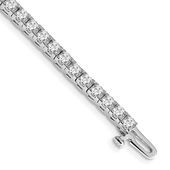 14kt White Gold Complete 4.1 carat Round A Diamond 4-prong 7 inch Tennis Bracelet