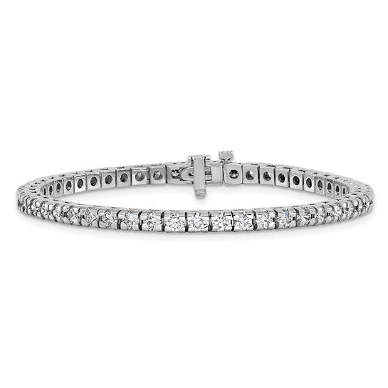14kt White Gold Complete 4.65 carat Round AA Diamond 4-prong 7 inch Tennis Bracelet