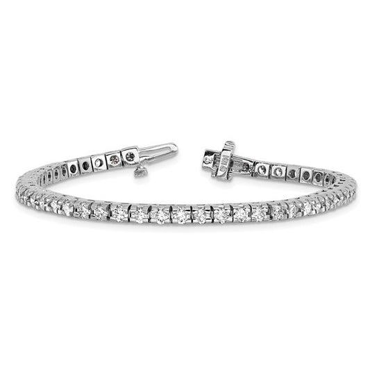 14kt White Gold Complete 4.65 carat Round AA Diamond 4-prong 7 inch Tennis Bracelet