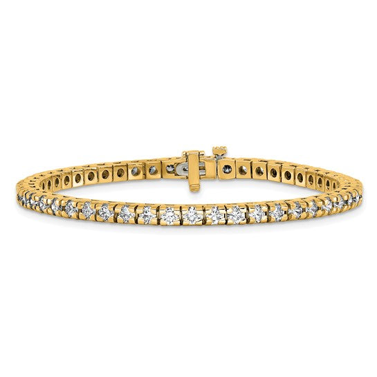 14kt Yellow Gold Complete 4.65 carat Round VS Diamond 4-prong 7 inch Tennis Bracelet