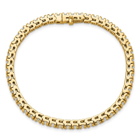 14kt Yellow Gold Complete 4.65 carat Round VS Diamond 4-prong 7 inch Tennis Bracelet