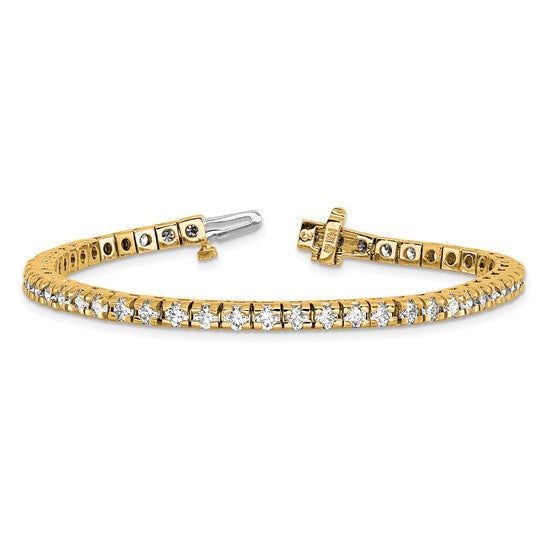14kt Yellow Gold Complete 4.65 carat Round VS Diamond 4-prong 7 inch Tennis Bracelet