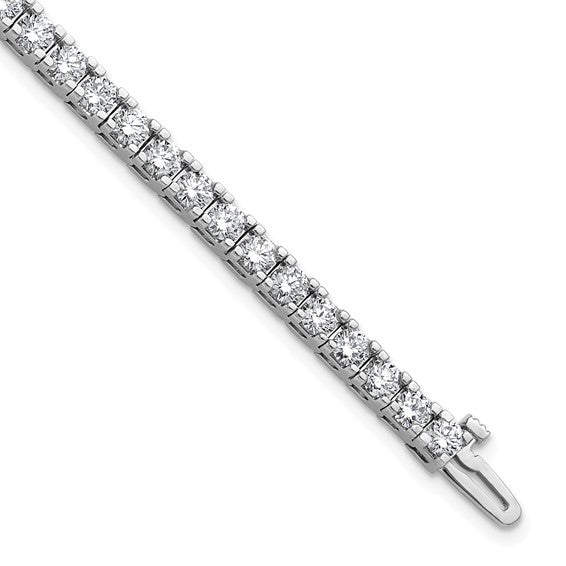 14kt White Gold Complete 6.44 carat Round AAA Diamond 4-prong 7 inch Tennis Bracelet