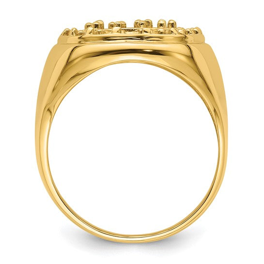 14kt Yellow Gold Fancy Polished Circular To Mens Diamond Ring Mounting