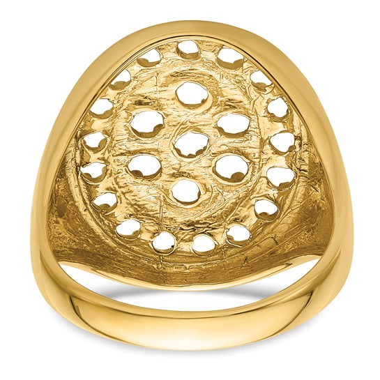 14kt Yellow Gold Fancy Polished Circular To Mens Diamond Ring Mounting