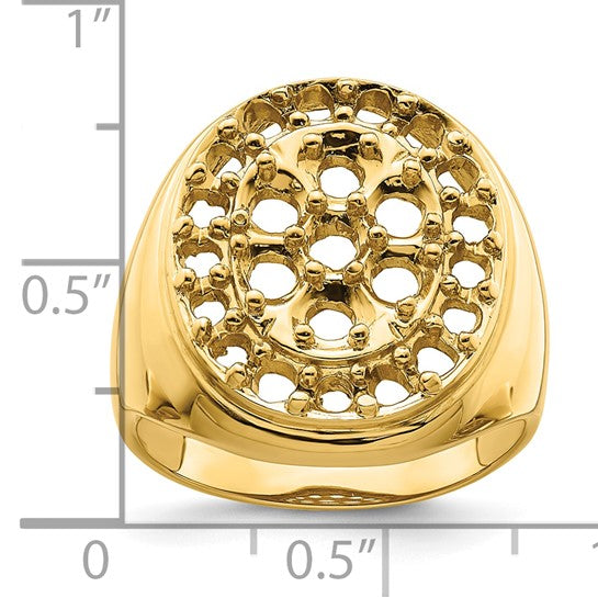 14kt Yellow Gold Fancy Polished Circular To Mens Diamond Ring Mounting