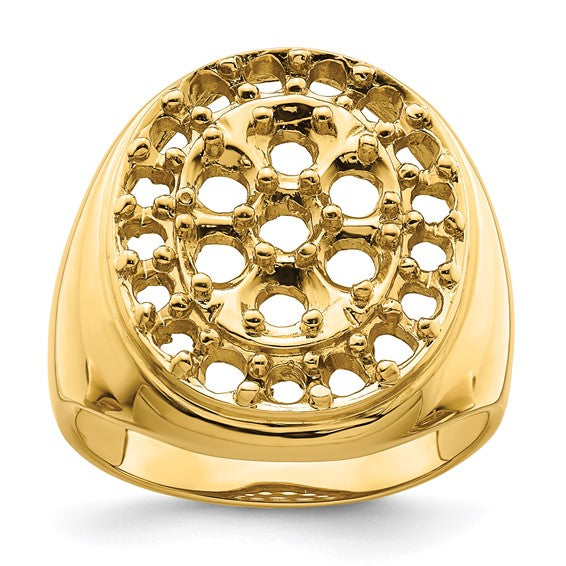 14kt Yellow Gold Fancy Polished Circular To Mens Diamond Ring Mounting