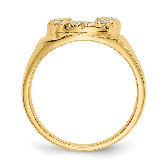14kt Yellow Gold AA Diamond Men's Horse shoe Ring