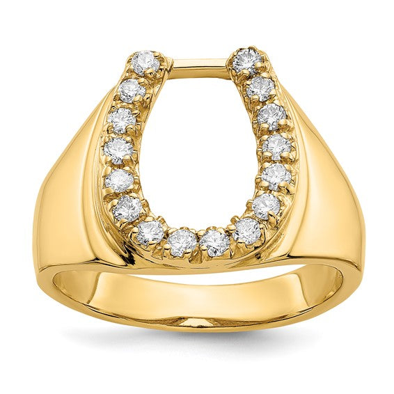 14kt Yellow Gold AA Diamond Men's Horse shoe Ring