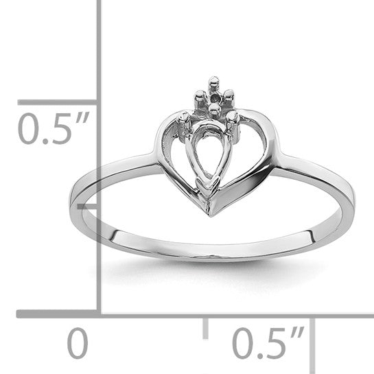 14kt White Gold Polished .02ct. Diamond & 5x3 Pear Gemstone Ring Mounting