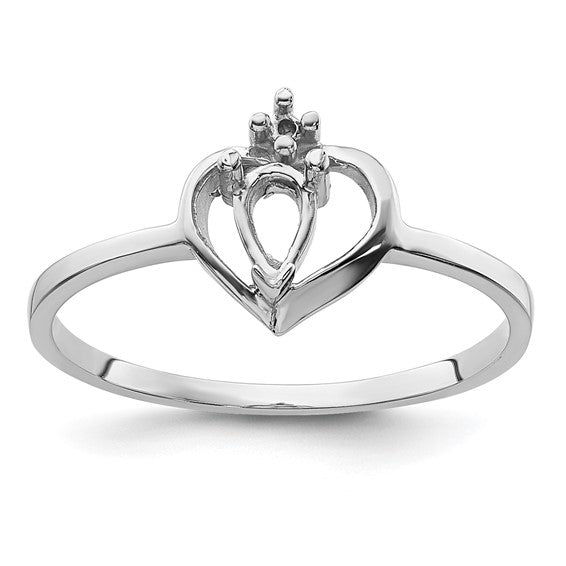 14kt White Gold Polished .02ct. Diamond & 5x3 Pear Gemstone Ring Mounting