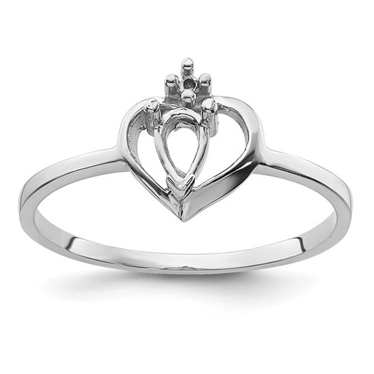 14kt White Gold Polished .02ct. Diamond & 5x3 Pear Gemstone Ring Mounting