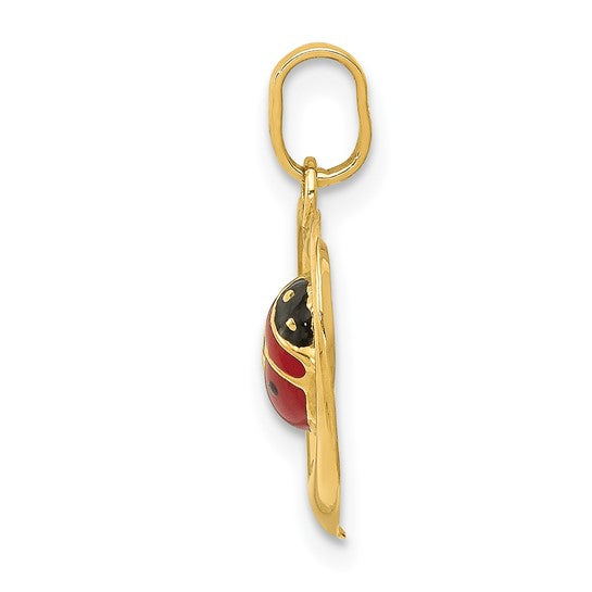14kt Yellow Gold Enameled Ladybug in Heart Charm