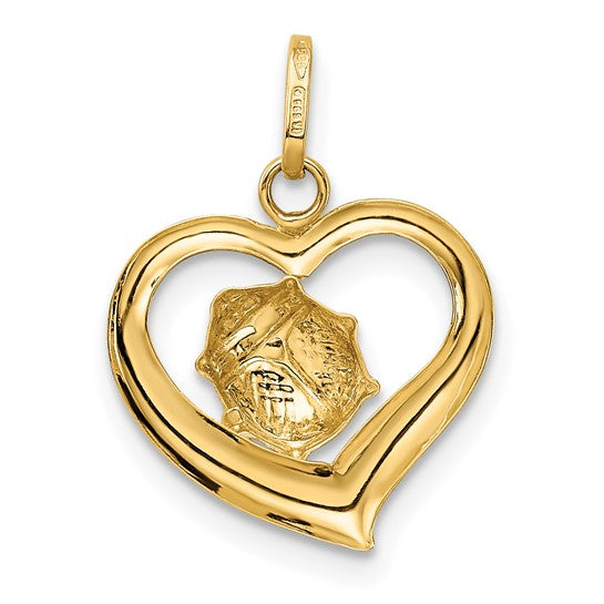 14kt Yellow Gold Enameled Ladybug in Heart Charm