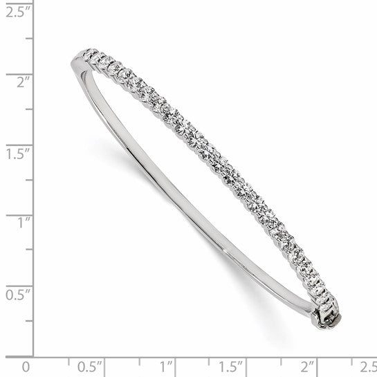 14kt White Gold AA Diamond Hinged Bangle