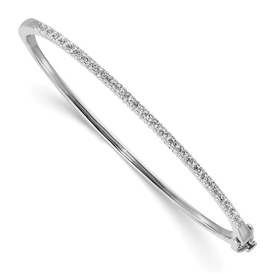 14kt White Gold AA Diamond Hinged Bangle