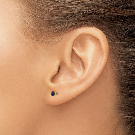 14kt Yellow Gold 3mm September/Sapphire Post Earrings