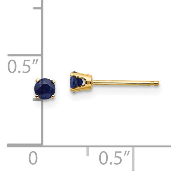 14kt Yellow Gold 3mm September/Sapphire Post Earrings