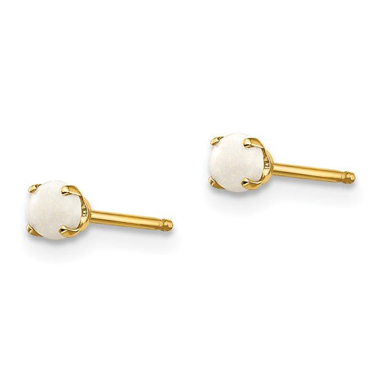 14kt Yellow Gold 3mm October/Opal Post Earrings