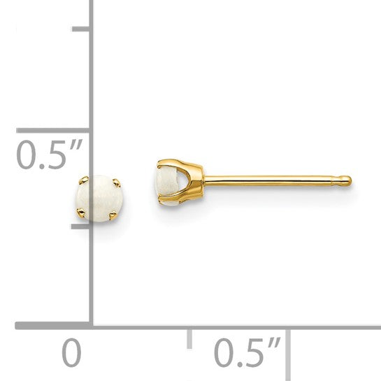 14kt Yellow Gold 3mm October/Opal Post Earrings