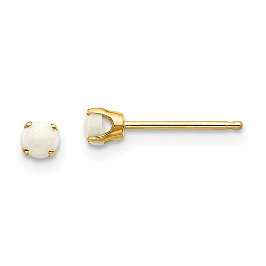 14kt Yellow Gold 3mm October/Opal Post Earrings