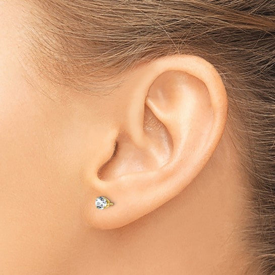 14kt Yellow Gold 4mm April/White Topaz Post Earrings