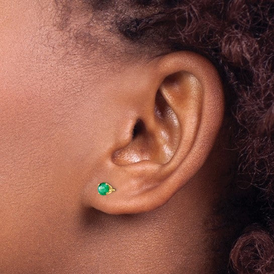 14kt Yellow Gold 4mm May/Emerald Post Earrings