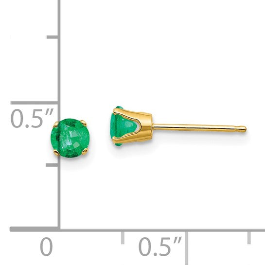 14kt Yellow Gold 4mm May/Emerald Post Earrings