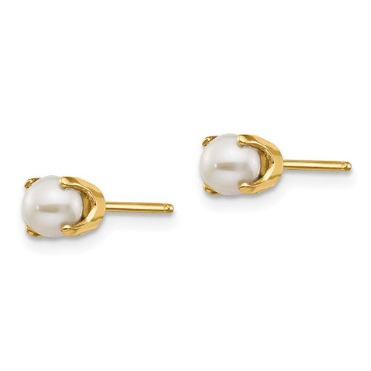 14kt Yellow Gold 4mm June/FW Cultured Pearl Post Earrings