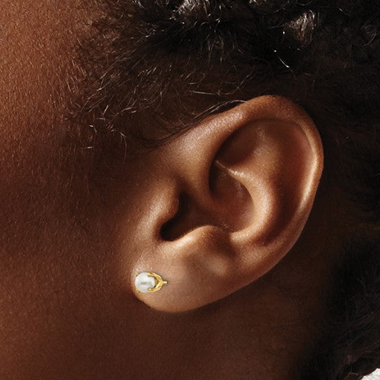 14kt Yellow Gold 4mm June/FW Cultured Pearl Post Earrings