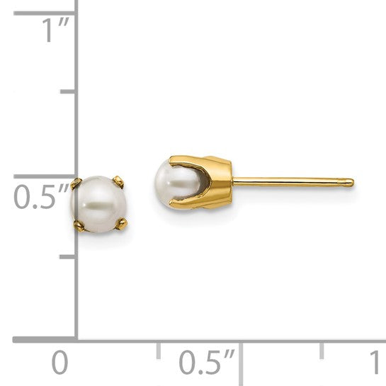 14kt Yellow Gold 4mm June/FW Cultured Pearl Post Earrings