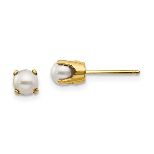 14kt Yellow Gold 4mm June/FW Cultured Pearl Post Earrings